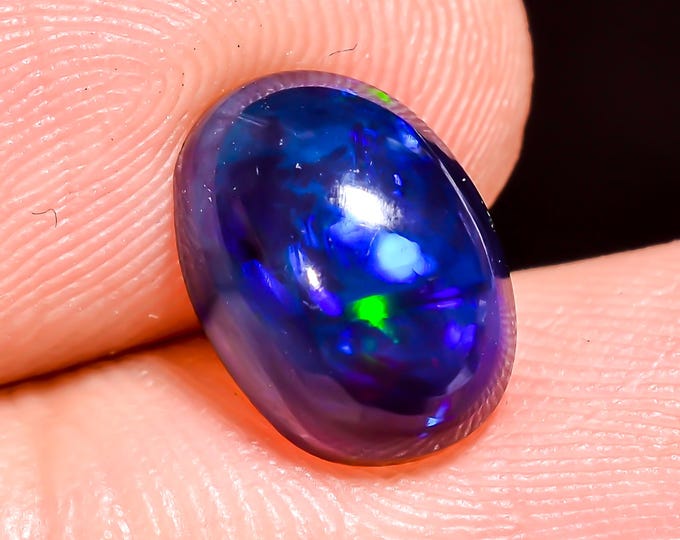 Natural Fire Black Ethiopian Opal Oval Gemstone 10x7x4 MM 2.00 Ct