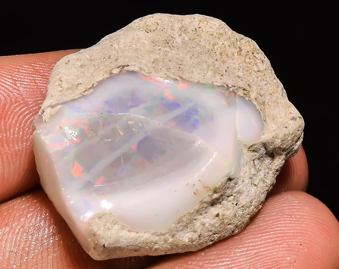 32.00 Cts. 100% Natural Welo Fire Ethiopian Opal Rough Loose Gemstone 26X24X10 MM