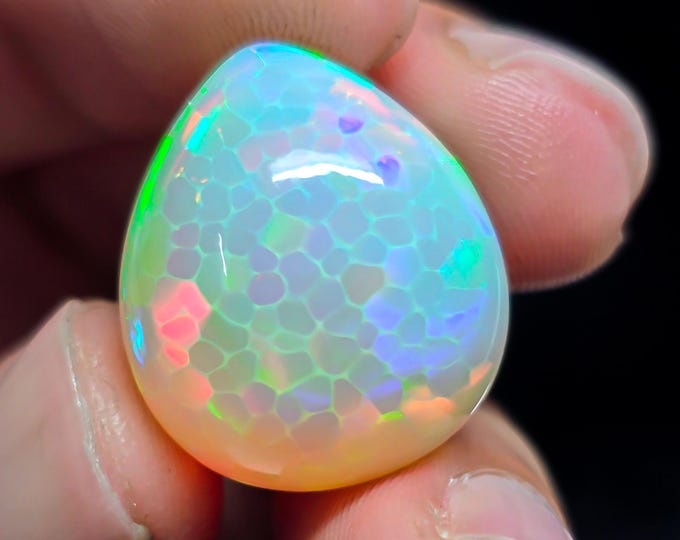 Gorgeous Top Grade Quality 100% Natural White Ethiopian Opal Oval Shape Cabochon Gemstone For Making Jewelry 19X16X10 MM 21.00 Cts.