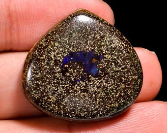 Boulder Opal Heart Cabochon: Natural Australian Gemstone for Jewelry Making