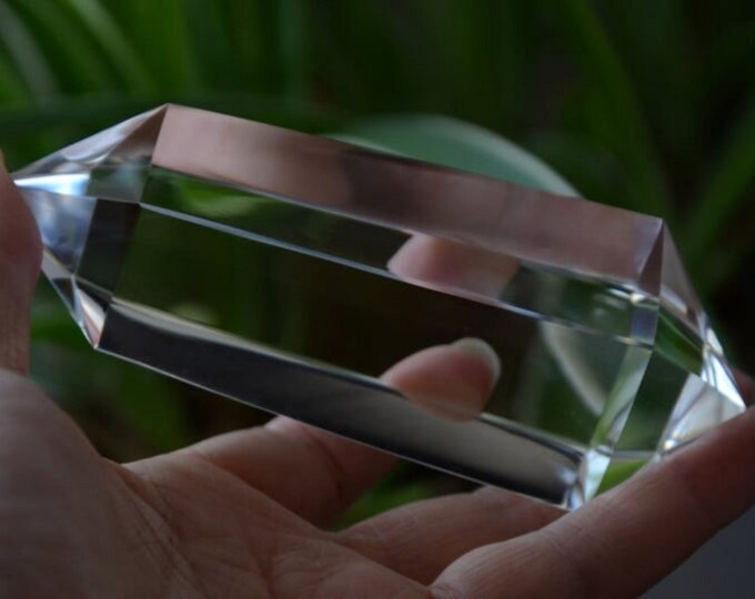 Hand Cut Tibetan Himalayan High Altitude 99% Clear Crystal Quartz, 6 Sided Hand Cut Vogel Style Point Wand 4.84 inch Healing Reiki Energy