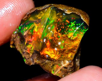 Opal Rough Gemstone, Natural Crystal Opal Rough,Welo Fire Crystal Opal, Flashy Fire Specimens Ethiopian Opal Raw, Oil Opal Rough, 20.50 Cts.