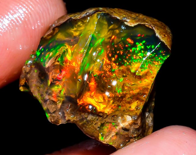 Opal Rough Gemstone, Natural Crystal Opal Rough,Welo Fire Crystal Opal, Flashy Fire Specimens Ethiopian Opal Raw, Oil Opal Rough, 20.50 Cts.