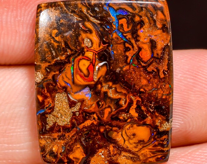 Excellent Top Grade Quality 100% Natural Boulder Opal Radiant Shape Cabochon Loose Gemstone For Making Jewelry 22X18X5 MM 24.50 Cts. KR44-43