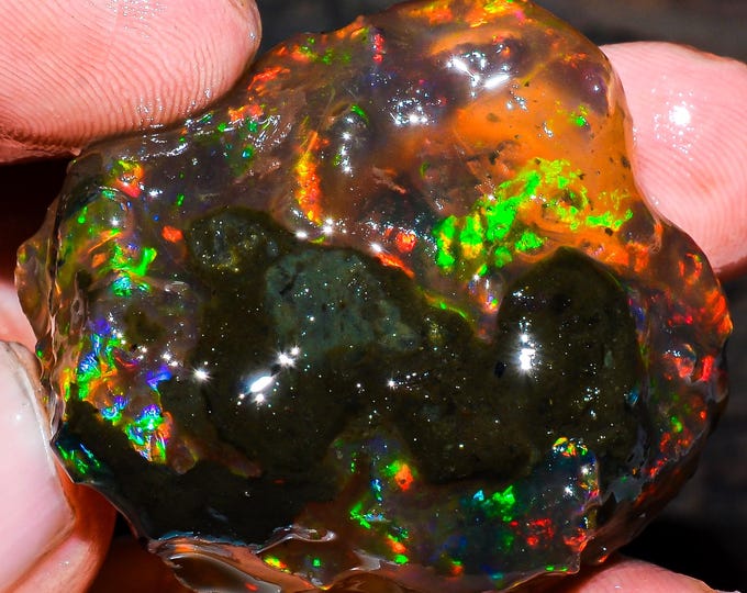 Opal Rough Gemstone, Natural Crystal Opal Rough,Welo Fire Crystal Opal, Flashy Fire Specimens Ethiopian Opal Raw, Oil Opal Rough,124.50 Cts.