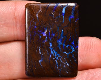 Boulder Opal Cabochon: Natural Rectangle Gemstone, Jewelry Making (27X19X7mm, 55.00 Cts.)