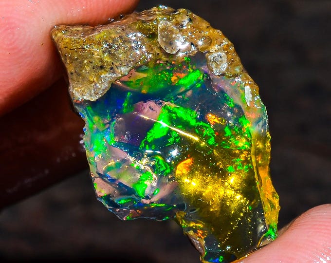 Opal Rough Gemstone,Natural Crystal Opal Rough,Welo Fire Crystal Opal, Flashy Fire Specimens Ethiopian Opal Raw, Oil Opal Rough, 09.50 Cts.