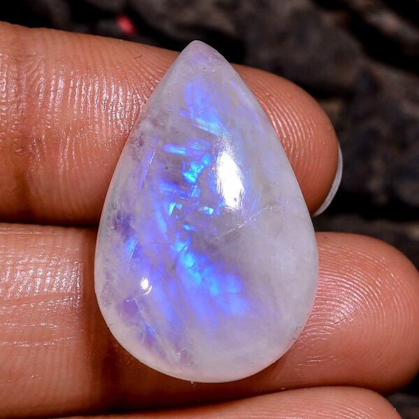 Fantastic Top Grade Quality 100% Natural Rainbow Moonstone Pear Shape Cabochon Loose Gemstone For Making Jewelry 24X16X8 MM 20.50 Ct KR35-36