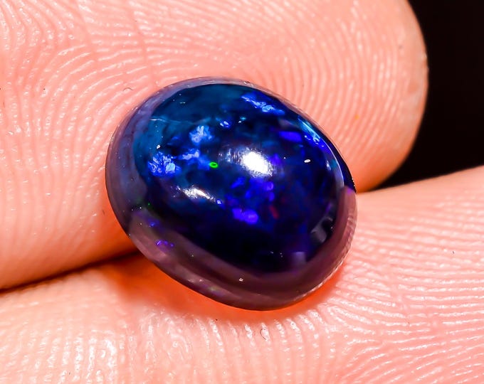 Natural Fire Black Ethiopian Opal Oval Gemstone 10x8x5 MM 2.5 Ct