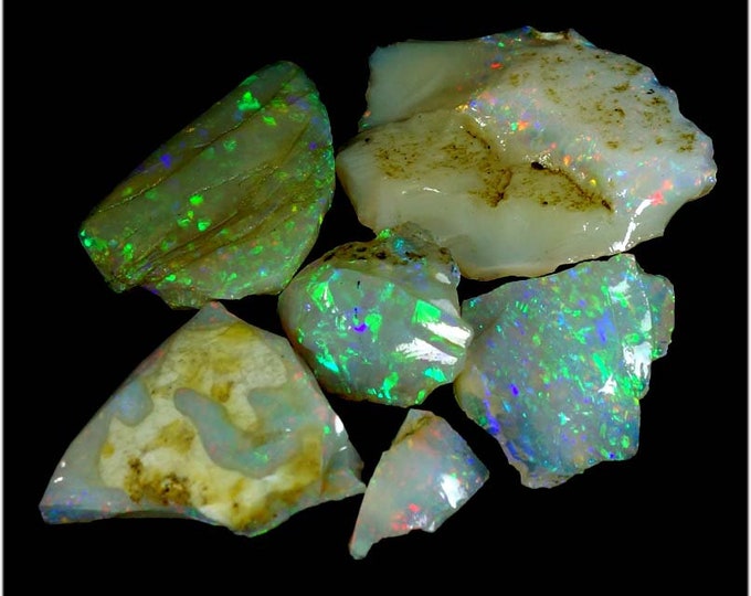 139.50 Cts Australian Boulder Opal 6 Pcs Reiki Crystals Healing Stones Gemstones for Jewelry Making