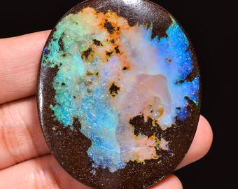 Boulder Opal Cabochon: Natural Australian Gemstone for Jewelry Making (52X43X8 MM, 184 Cts.)