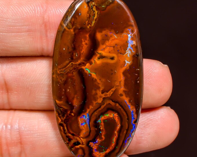 Supreme Top Grade Quality 100% Natural Boulder Opal Oval Shape Cabochon Loose Gemstone For Making Jewelry 48X24X3 MM 44.50 Cts. KR44-32