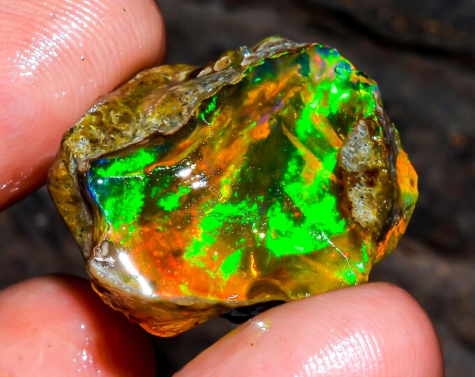 Opal Rough Gemstone, Natural Crystal Opal Rough,Welo Fire Crystal Opal, Flashy Fire Specimens Ethiopian Opal Raw, Oil Opal Rough, 21.00 Cts.