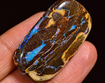 Boulder Opal Cabochon: Natural Gemstone for Jewelry Making (36X22X7 MM, 56 Cts.).