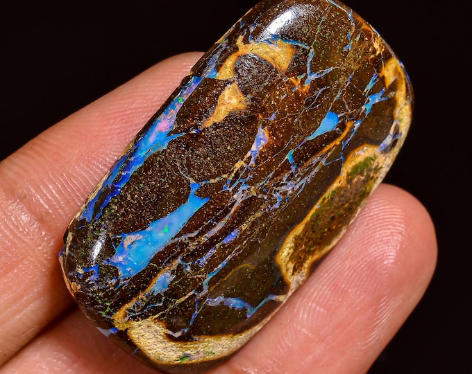 Tempting Top Grade Quality 100% Natural Boulder Opal Radiant Shape Cabochon Loose Gemstone For Making Jewelry 36X22X7 MM 56.00 Cts. KR64-1