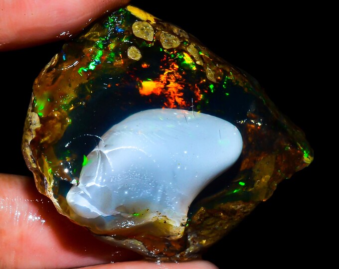 Opal Rough Gemstone, Natural Crystal Opal Rough,Welo Fire Crystal Opal, Flashy Fire Specimens Ethiopian Opal Raw, Oil Opal Rough, 67.00 Cts.