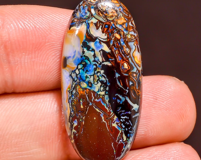 Fabulous Top Grade Quality 100% Natural Boulder Opal Oval Shape Cabochon Loose Gemstone For Making Jewelry 31X14X5 MM 22.50 Cts. KR44-21