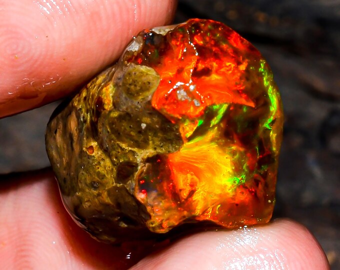 Opal Rough Gemstone, Natural Crystal Opal Rough,Welo Fire Crystal Opal, Flashy Fire Specimens Ethiopian Opal Raw, Oil Opal Rough, 15.50 Cts.