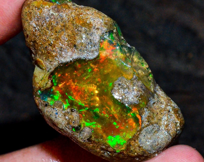 Opal Rough Gemstone, Natural Crystal Opal Rough,Welo Fire Crystal Opal, Flashy Fire Specimens Ethiopian Opal Raw, Oil Opal Rough,65.50 Cts.