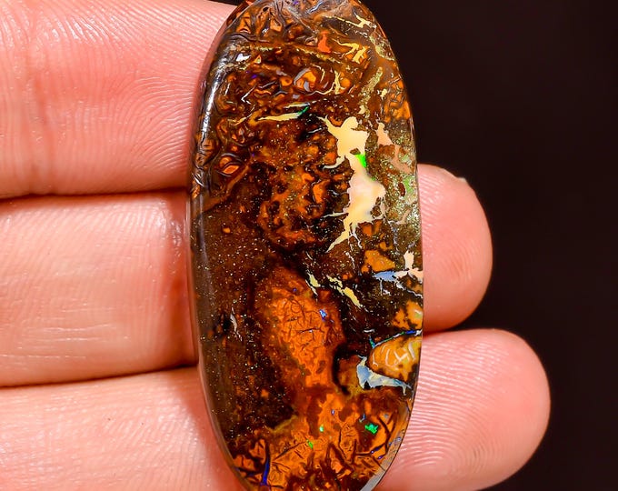 Excellent Top Grade Quality 100% Natural Boulder Opal Oval Shape Cabochon Loose Gemstone For Making Jewelry 40X17X4 MM 33.00 Cts. KR44-18