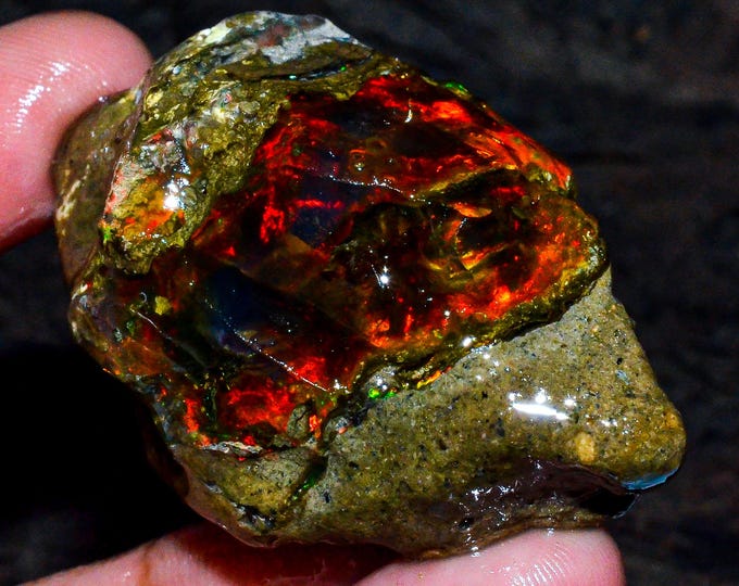 Opal Rough Gemstone, Natural Crystal Opal Rough,Welo Fire Crystal Opal, Flashy Fire Specimens Ethiopian Opal Raw, Oil Opal Rough,125.00 Cts.