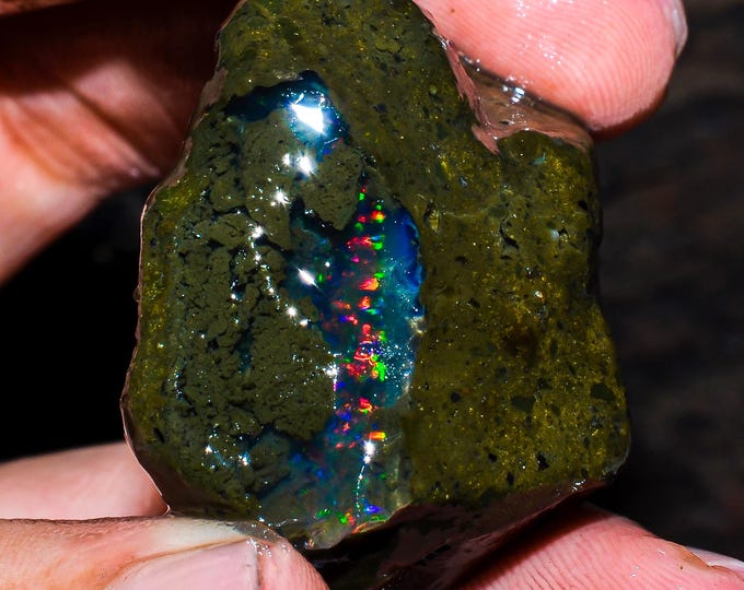 Opal Rough Gemstone, Natural Crystal Opal Rough,Welo Fire Crystal Opal, Flashy Fire Specimens Ethiopian Opal Raw, Oil Opal Rough,107.00 Cts.