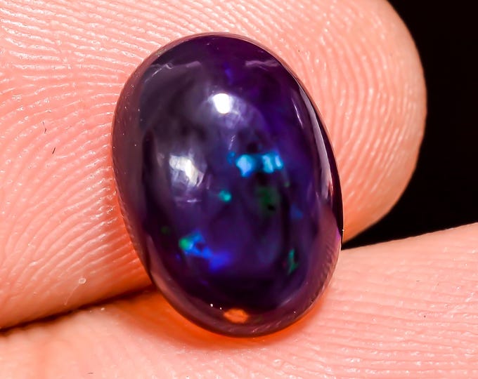 Natural Fire Black Ethiopian Opal Oval Gemstone 11x7x4 MM 2.00 Ct