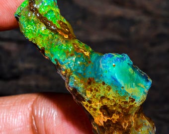 Welo Fire Opal Rough Gemstone: Ethiopian Crystal Specimen, 28.00 Cts.