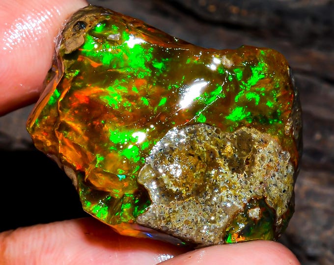 Opal Rough Gemstone, Natural Crystal Opal Rough,Welo Fire Crystal Opal, Flashy Fire Specimens Ethiopian Opal Raw, Oil Opal Rough, 49.00 Cts.
