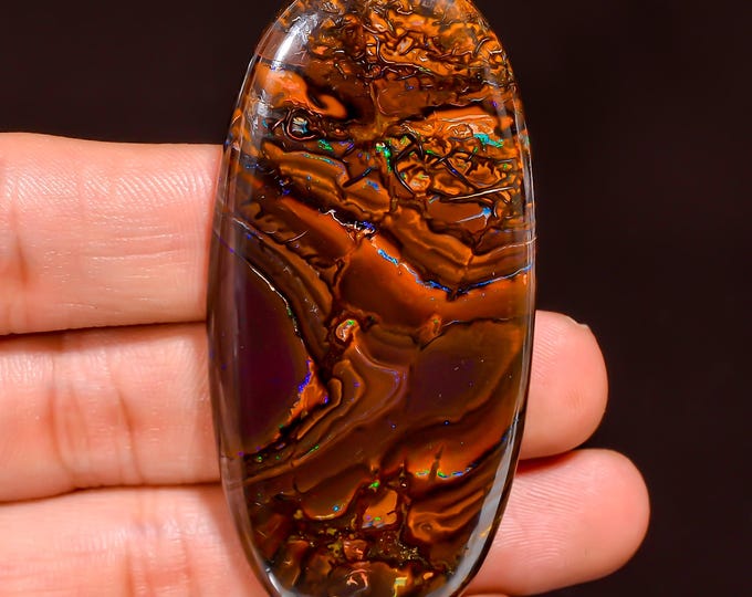 Superb Top Grade Quality 100% Natural Boulder Opal Oval Shape Cabochon Loose Gemstone For Making Jewelry 63X29X5 MM 105.00 Cts. KR44-55