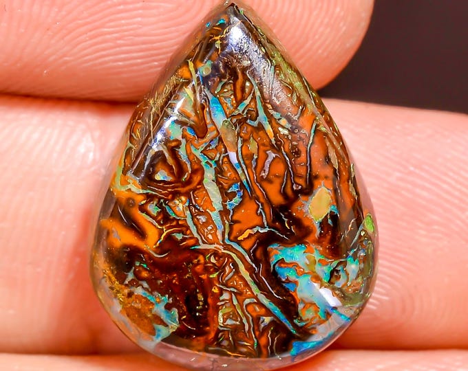 Beautiful Top Grade Quality 100% Natural Boulder Opal Pear Shape Cabochon Loose Gemstone For Making Jewelry 19X14X5 MM 12.00 Cts. KR44-40
