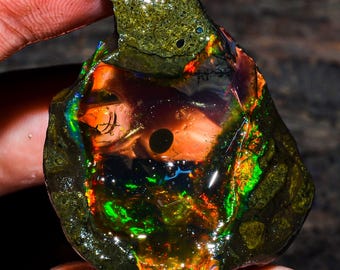 Opal Rough Gemstone, Natural Crystal Opal Rough,Welo Fire Crystal Opal, Flashy Fire Specimens Ethiopian Opal Raw, Oil Opal Rough,66.00 Cts.