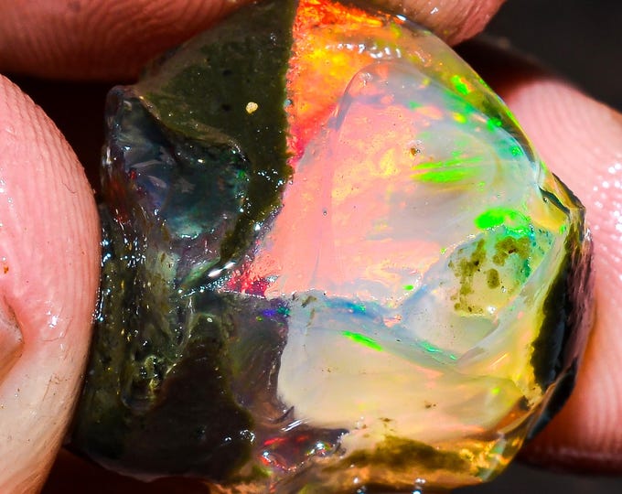 Opal Rough Gemstone,Natural Crystal Opal Rough,Welo Fire Crystal Opal, Flashy Fire Specimens Ethiopian Opal Raw, Oil Opal Rough,23.00 Cts.