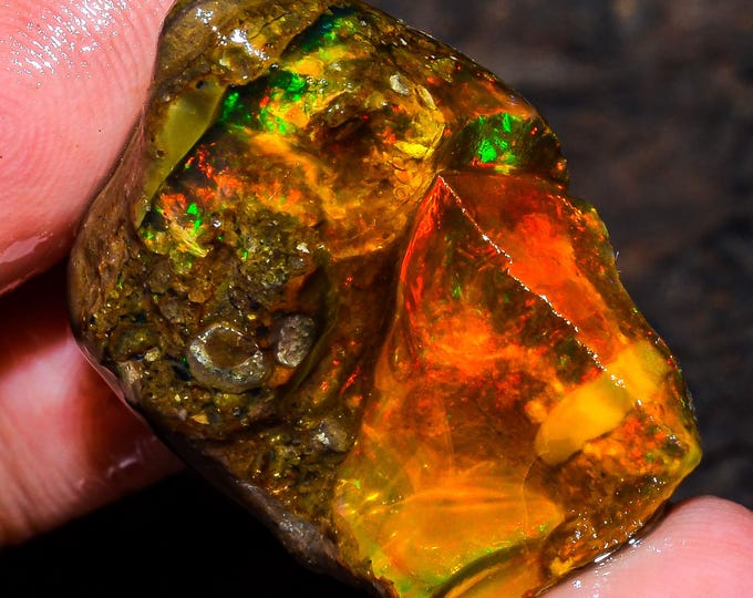 Opal Rough Gemstone, Natural Crystal Opal Rough,Welo Fire Crystal Opal, Flashy Fire Specimens Ethiopian Opal Raw, Oil Opal Rough, 34.50 Cts.