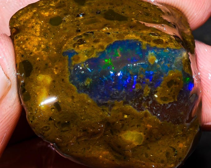 Opal Rough Gemstone, Natural Crystal Opal Rough,Welo Fire Crystal Opal, Flashy Fire Specimens Ethiopian Opal Raw, Oil Opal Rough,73.00 Cts.