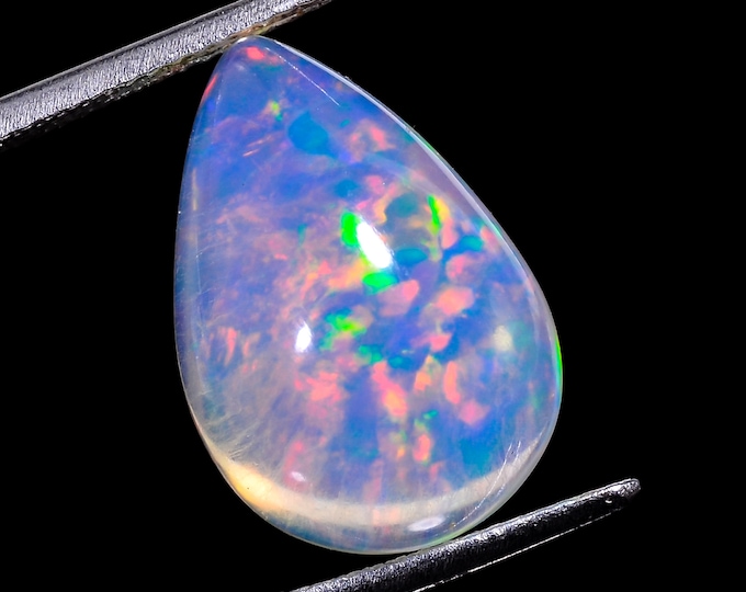 opal raw crystalNatural White Ethiopian Opal Pear Shape Cabochon Gemstone 17X12X8 MM 08.00 Cts.