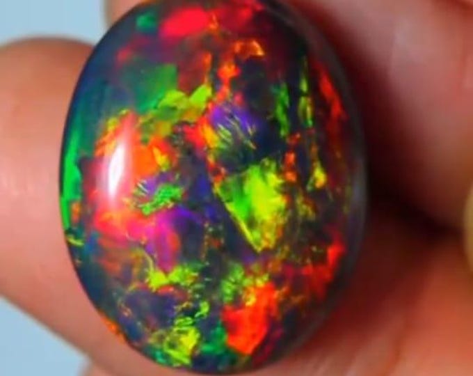 9 Ct. 100% Natural Black Ethiopian Opal Oval Shape Cabochon Gemstone For Making Jewelry 18x15x06 mm.