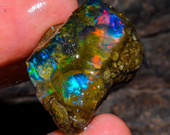 Opal Rough Gemstone, Natural Crystal Opal Rough,Welo Fire Crystal Opal, Flashy Fire Specimens Ethiopian Opal Raw, Oil Opal Rough, 22.50 Cts.