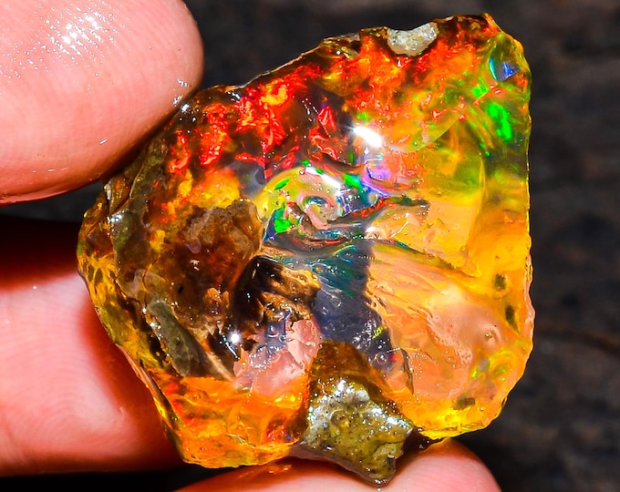 Opal Rough Gemstone, Natural Crystal Opal Rough,Welo Fire Crystal Opal, Flashy Fire Specimens Ethiopian Opal Raw, Oil Opal Rough, 36.00 Cts.