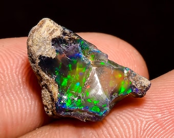 Splendid Top Grade Quality 100% Natural Welo Fire Black Ethiopian Opal Rough Loose Gemstone For Making Jewelry 16X11X8 MM 5.5 Cts. KR04-43
