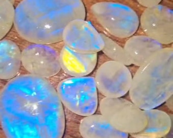 10000 Carat Rainbow Moonstone Lot: AAA Blue Flashy Gemstones