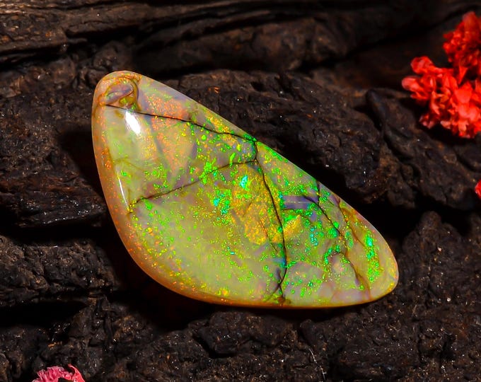 Monarch Opal Sterling Fine Opal Gems Fancy Shape Cabochon Loose Gemstone For Making Jewelry 32X14X4 MM 10.00 Cts. KR43-10