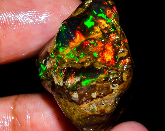 Opal Rough Gemstone, Natural Crystal Opal Rough,Welo Fire Crystal Opal, Flashy Fire Specimens Ethiopian Opal Raw, Oil Opal Rough, 53.00 Cts.