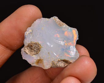 Ethiopian Opal Rough Gemstone: Natural Fire Opal for Jewelry Making (26X23X14 MM, 25.50 Cts