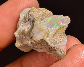 Welo Fire Ethiopian Opal Rough Gemstone: Jewelry Making (23X18X10MM, 18.00 Cts.)