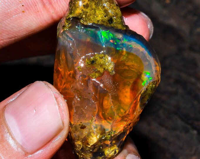 Opal Rough Gemstone, Natural Crystal Opal Rough,Welo Fire Crystal Opal, Flashy Fire Specimens Ethiopian Opal Raw, Oil Opal Rough, 15.25 Cts.