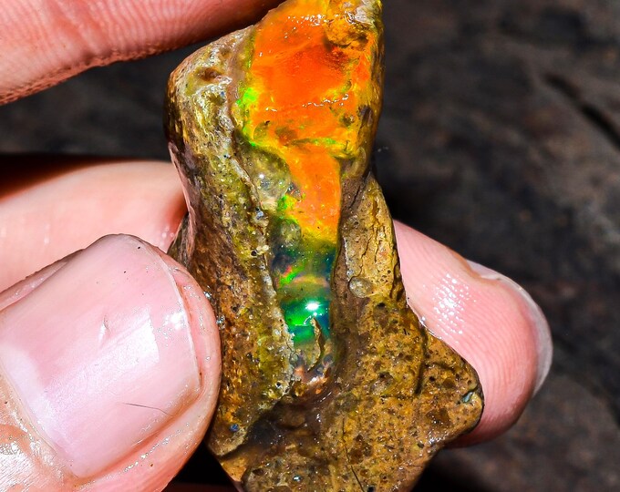 Opal Rough Gemstone, Natural Crystal Opal Rough,Welo Fire Crystal Opal, Flashy Fire Specimens Ethiopian Opal Raw, Oil Opal Rough, 43.00 Cts.