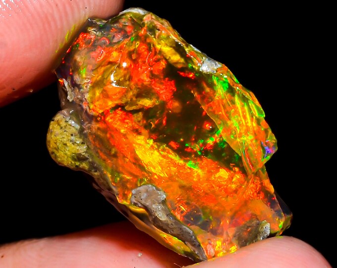 Opal Rough Gemstone, Natural Crystal Opal Rough,Welo Fire Crystal Opal, Flashy Fire Specimens Ethiopian Opal Raw, Oil Opal Rough, 15.00 Cts.