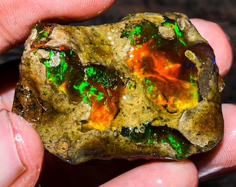 Welo Fire Opal Rough Gemstone: Ethiopian Crystal Specimen, 112.50 Cts
