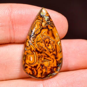 Classic Top Grade Quality 100% Natural Boulder Opal Pear Shape Cabochon Loose Gemstone For Making Jewelry 28X16X5 MM 21.00 Cts. KR44-16